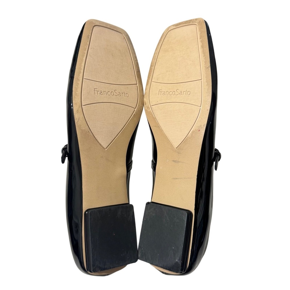 Franco Sarto Tinsley Mary Jane Women 11 Black Excellent Patent Square Toe Flat - Picture 8 of 9
